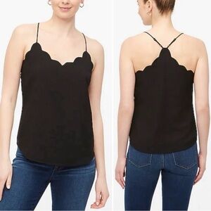 J Crew Mercantile Black Scalloped Tank Top (00)